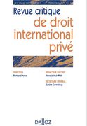 Cover of Revue Critique de Droit International Prive