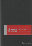 Cover of Cross on Evidence 9th New Zealand edition