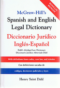 Cover of McGraw-Hill's Spanish and English Legal Dictionary