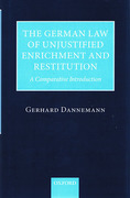 Cover of German Law of Unjust Enrichment and Restitution: Comparative Introduction
