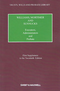 Cover of Williams, Mortimer and Sunnucks: Executors, Administrators and Probate 20th ed: 1st Supplement
