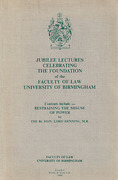 Cover of Jubilee Lectures Celebrating The Foundation of the Faculty of Law University of Birmingham