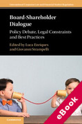 Cover of Board-Shareholder Dialogue: Policy Debate, Legal Constraints and Best Practices (eBook)