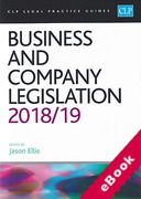 Cover of CLP Legal Practice Guides: Business and Company Legislation 2018/19 (eBook)