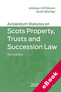 Cover of Avizandum Statutes on the Scots Property, Trusts and Succession Law 2022-23 (eBook)