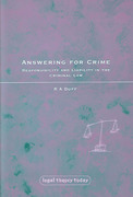 Cover of Answering for Crime: Responsibility and Liability in the Criminal Law