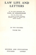 Cover of Life Law and Letters: Volume Two