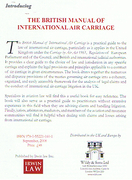Cover of The British Manual of International Air Carriage