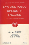 Cover of Lectures on The Relation Between Law and Public Opinion in England During the Nineteenth Century