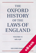 Cover of The Oxford History of the Laws of England Volume 6: 1483 - 1558 (eBook)