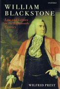 Cover of William Blackstone: Law and Letters in the Eighteenth Century