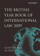 Cover of The British Year Book of International Law 2009: Volume 80