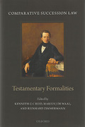 Cover of Comparative Succession Law Volume I Testamentary Formalities: