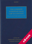 Cover of The Common European Sales Law in Context: Interactions with English and German Law (eBook)