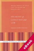 Cover of Speaking of Language and Law: Conversations on the Work of Peter Tiersma (eBook)