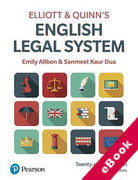 Cover of Elliott &#38; Quinn's English Legal System (eBook)