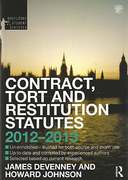 Cover of Routledge Student Statutes: Contract, Tort and Restitution Statutes 2012-2013