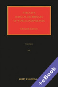 Cover of Stroud's Judicial Dictionary of Words and Phrases 11th ed with 1st Supplement (Book &#38; eBook Pack)