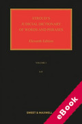 Cover of Stroud's Judicial Dictionary of Words and Phrases 11th ed with 1st Supplement (eBook)