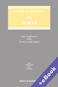 Cover of Clerk &#38; Lindsell on Torts 24th ed: 1st Supplement (Book &#38; eBook Pack)