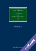 Cover of Archbold Magistrates' Courts Criminal Practice 2025 (Book &#38; eBook Pack)