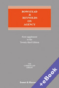 Cover of Bowstead and Reynolds on Agency 23rd ed: 1st Supplement (Book &#38; eBook Pack)