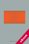 Cover of Bowstead &#38; Reynolds On Agency 23rd ed with 1st Supplement (eBook)