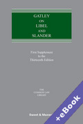 Cover of Gatley on Libel &#38; Slander 13th ed: 1st Supplement (Book &#38; eBook Pack)