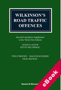 Cover of Wilkinson's Road Traffic Offences 31st ed: 2nd Supplement (eBook)