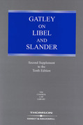 Cover of Gatley On Libel and Slander 10th ed: 2nd Supplement