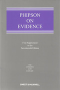 Cover of Phipson on Evidence 17th ed: 1st Supplement