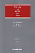 Cover of Gatley on Libel and Slander 12th ed: 1st Supplement