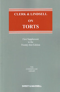 Cover of Clerk & Lindsell On Torts 21st ed: 1st Supplement