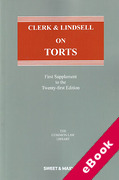 Cover of Clerk & Lindsell On Torts 21st ed: 1st Supplement (eBook)