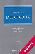 Cover of Benjamin's Sale of Goods 9th ed: Special Supplement (eBook)