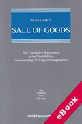 Cover of Benjamin's Sale of Goods 9th ed: 2nd Supplement (eBook)