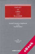 Cover of Gatley on Libel and Slander 12th ed: 2nd Supplement (eBook)
