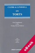 Cover of Clerk & Lindsell On Torts 22nd ed: 1st Supplement (eBook)