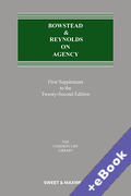 Cover of Bowstead & Reynolds On Agency 22nd ed: 1st Supplement (Book & eBook Pack)
