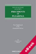 Cover of Bullen & Leake & Jacob's Precedents of Pleadings 19th ed: 1st Supplement (eBook)