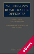 Cover of Wilkinson's Road Traffic Offences 30th ed with 1st Supplement (eBook)