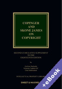 Cover of Copinger and Skone James on Copyright 18th ed: 2nd Supplement (Book & eBook Pack)