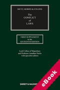 Cover of Dicey, Morris & Collins The Conflict of Laws 16ed: 1st Supplement (eBook)