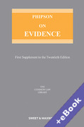 Cover of Phipson on Evidence 20th ed: 1st Supplement (Book & eBook Pack)