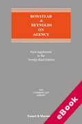 Cover of Bowstead and Reynolds on Agency 23rd ed: 1st Supplement (eBook)